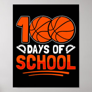 100 Days Of School Bysketbyll For Students Coach P Poster