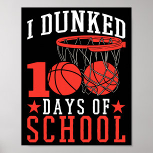 100 Days Of School Bysketbyll Kids Poster