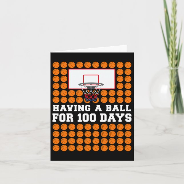 100 Days Of School Bysketll 100th Day Gift For Boy Card (Front)