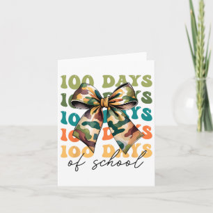 100 Days Of School Camo Girly Bow Teacher Women Gi Card