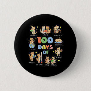 100 Days Of School Cat For Teacher 100th Day Of Sc Button