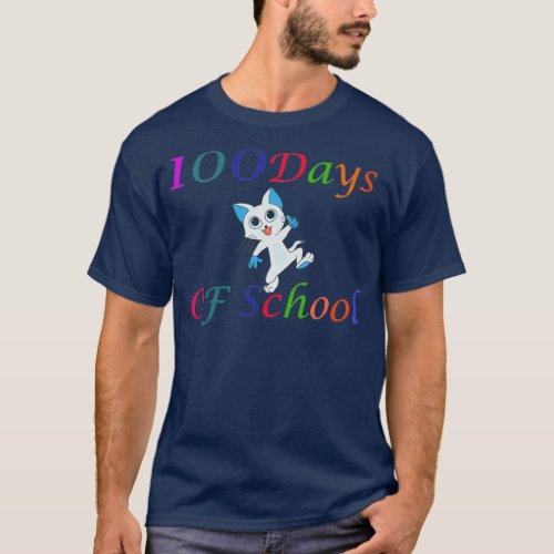 100 Days Of School Cat Lover Gift For Teacher Stud T_Shirt