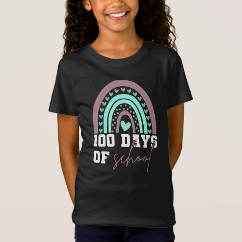 100 days of School Celebration Cute Rainbow T_Shirt