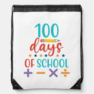 100 Days of School Celebration Drawstring Bag