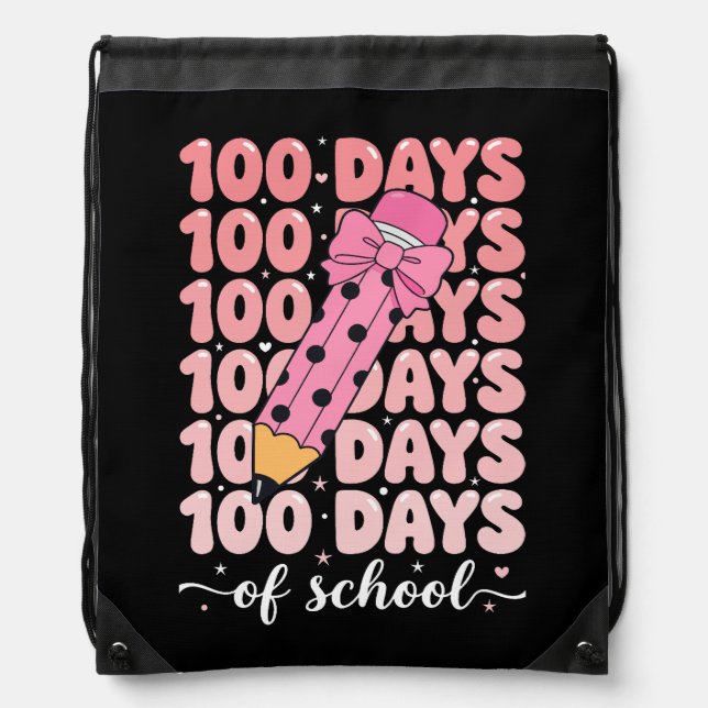 100 days of school celebration drawstring bag (Front)