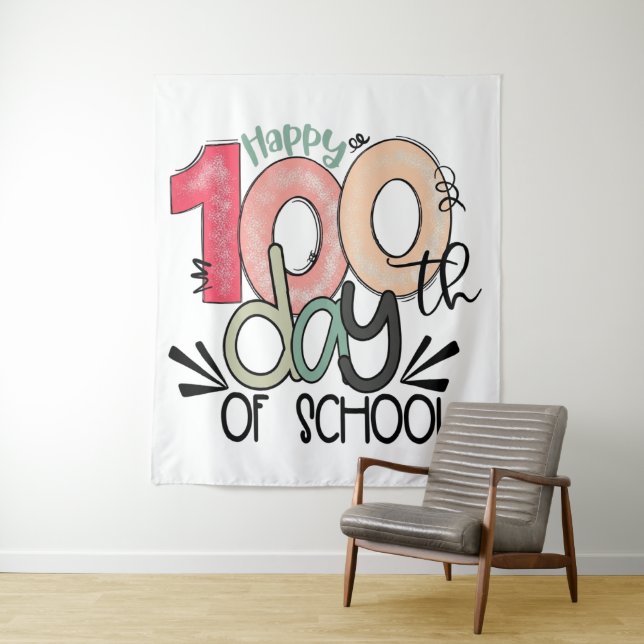 100 days of school celebration large tapestry (In Situ)