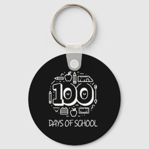 100 Days Of School Chalk Clical Teacher Kids 100th Keychain