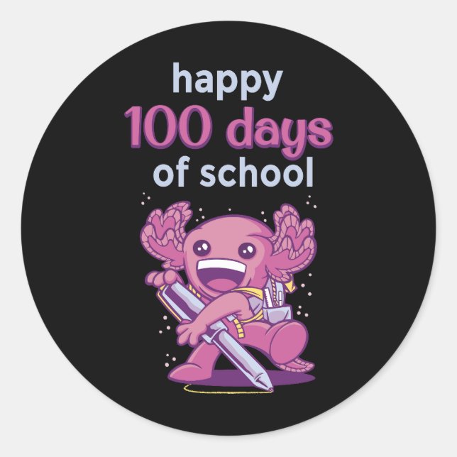 100 days of school classic round sticker (Front)