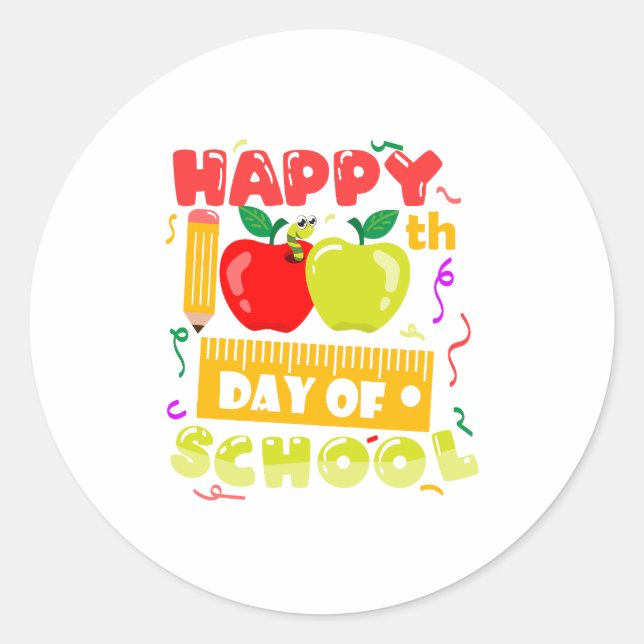 100 Days of School  Classic Round Sticker (Front)