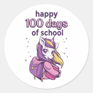 100 days of school classic round sticker