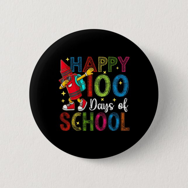 100 Days Of School Colorful Dabbing Pencil Teacher Button (Front)