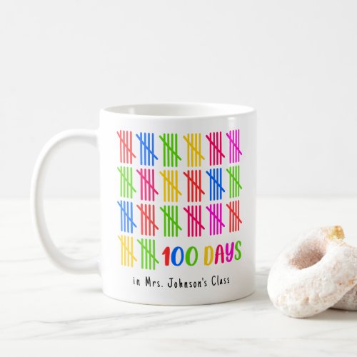 100 Days of School Colorful Tally Mark Coffee Mug