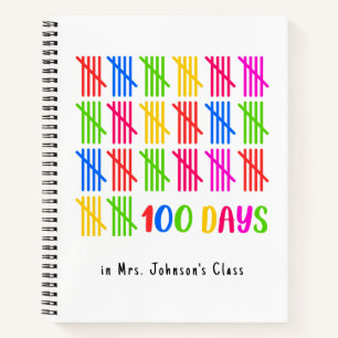100 Days of School Colorful Tally Mark Notebook