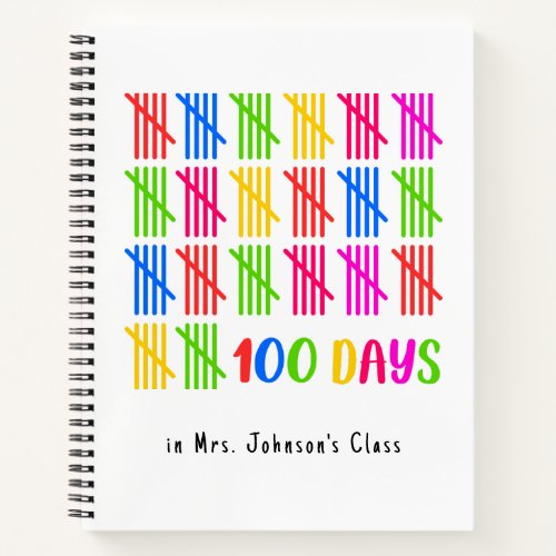 100 Days of School Colorful Tally Mark Notebook