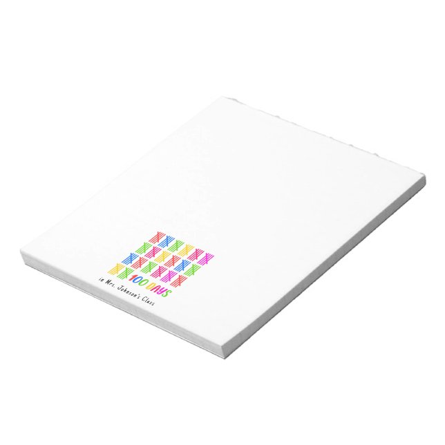 100 Days of School Colorful Tally Mark Notepad (Rotated)