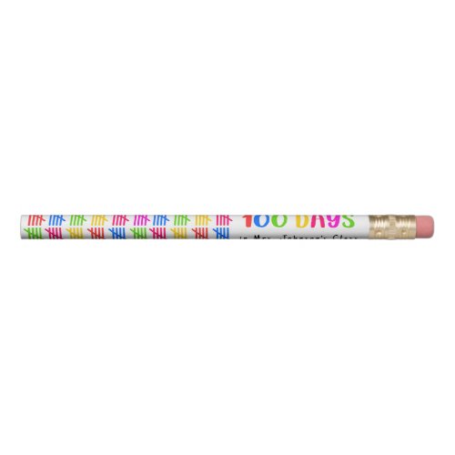100 Days of School Colorful Tally Mark Pencil