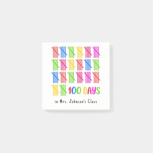 100 Days of School Colorful Tally Mark Post_it Notes