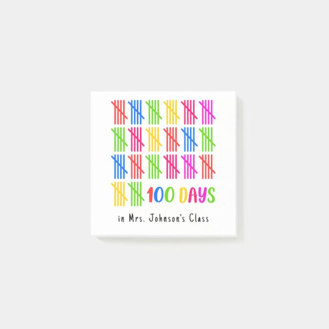 100 Days of School Colorful Tally Mark Post-it Notes (Front)