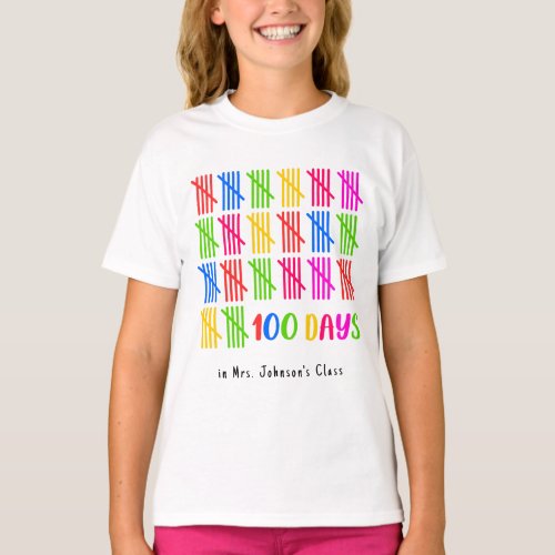 100 Days of School Colorful Tally Mark T_Shirt
