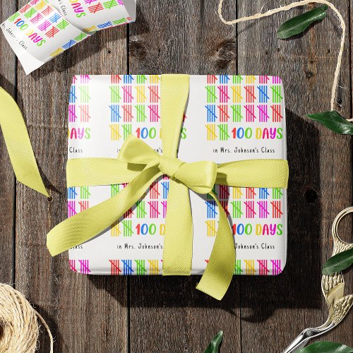 100 Days of School Colorful Tally Mark Wrapping Paper