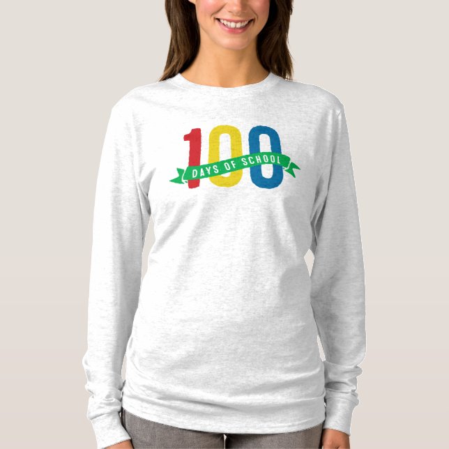 100 days of school colorful teacher T-Shirt (Front)