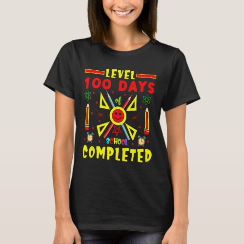 100 Days Of School Completed 100th Day Gaming Game T_Shirt