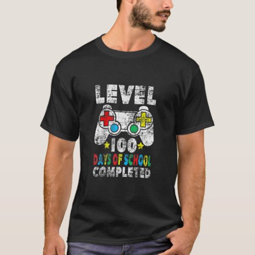 100 Days Of School Completed Gamer   Boy Level Up  T_Shirt