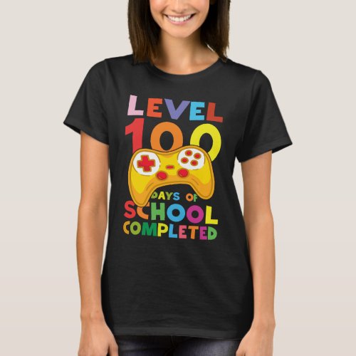 100 Days of School Completed Gamer s Boy Level Up  T_Shirt