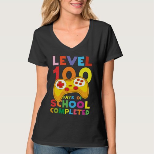 100 Days of School Completed Gamer s Boy Level Up  T_Shirt