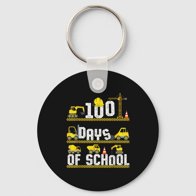 100 Days Of School Construction Truck 100th Day Bo Keychain (Front)