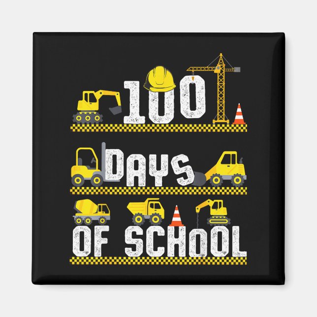 100 Days Of School Construction Truck 100th Day Bo Magnet (Front)
