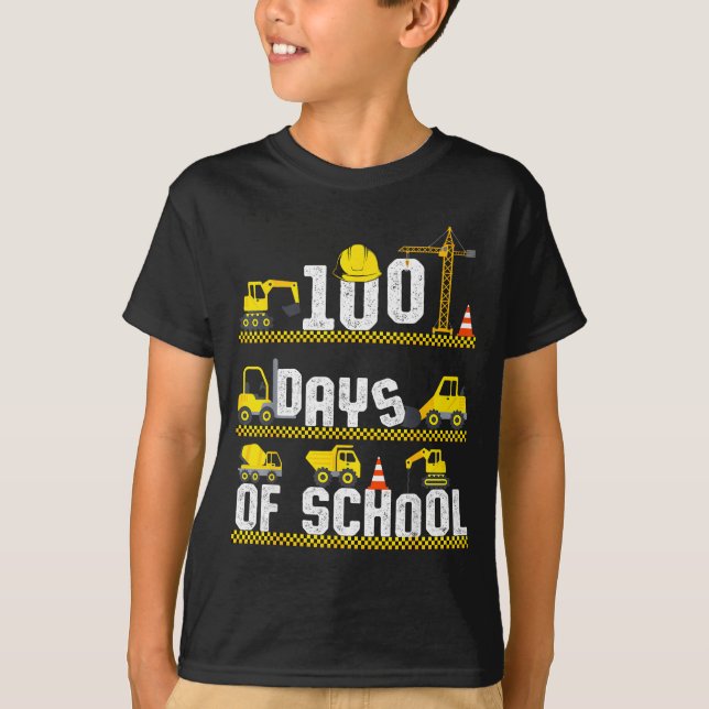 100 Days Of School Construction Truck 100th Day Bo T-Shirt (Front)
