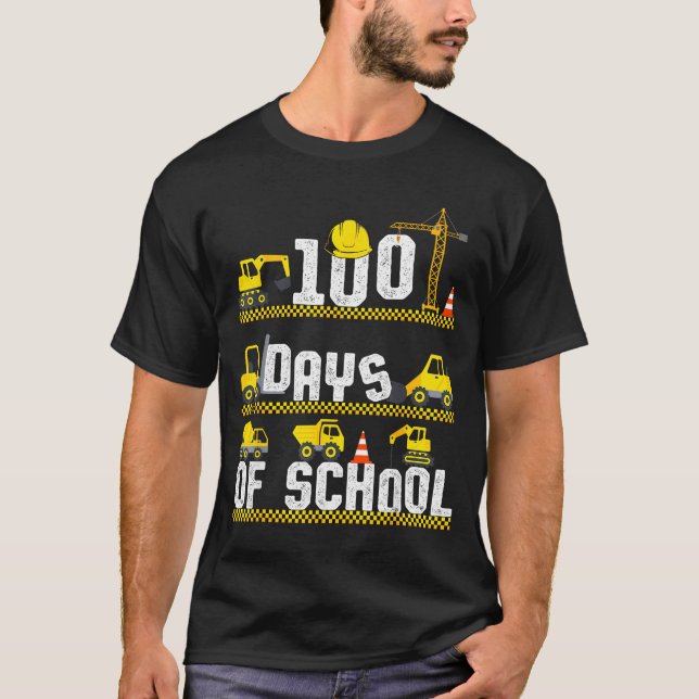 100 Days Of School Construction Truck 100th Day Bo T-Shirt (Front)