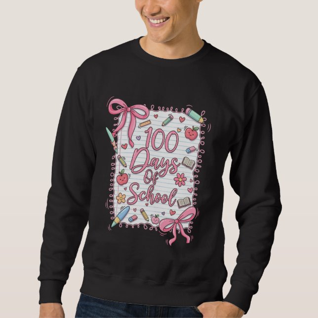 100 Days of School Coquette Bow for Girls 100th Da Sweatshirt (Front)