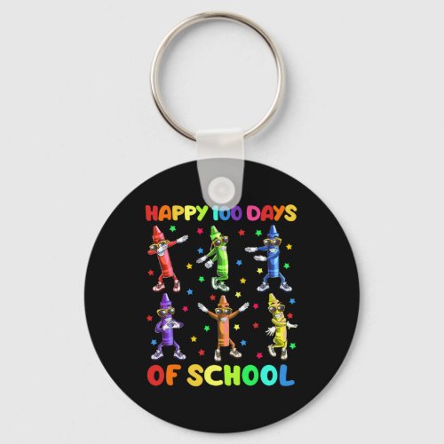 100 Days Of School Crayons Dancing 100th Day Schoo Keychain