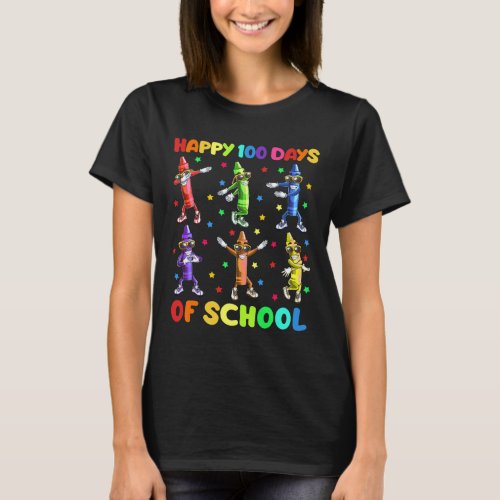 100 Days Of School Crayons Dancing 100th Day Schoo T_Shirt