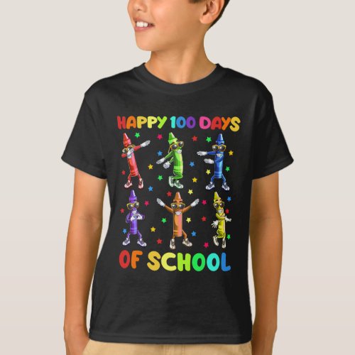 100 Days Of School Crayons Dancing 100th Day Schoo T_Shirt