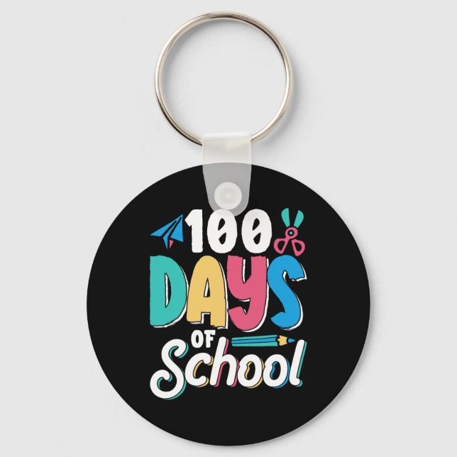 100 Days Of School Cute Class Kids Pupil  Keychain (Front)