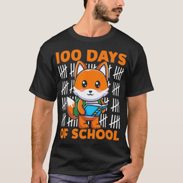 100 Days Of School Cute Fo With Backpack School Fo T-Shirt (Front)
