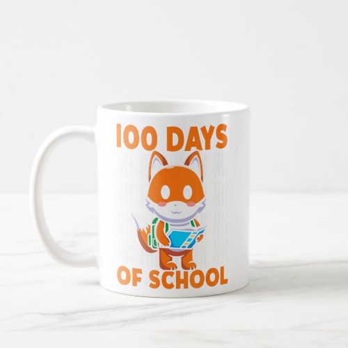 100 Days Of School Cute Fox With Backpack School F Coffee Mug