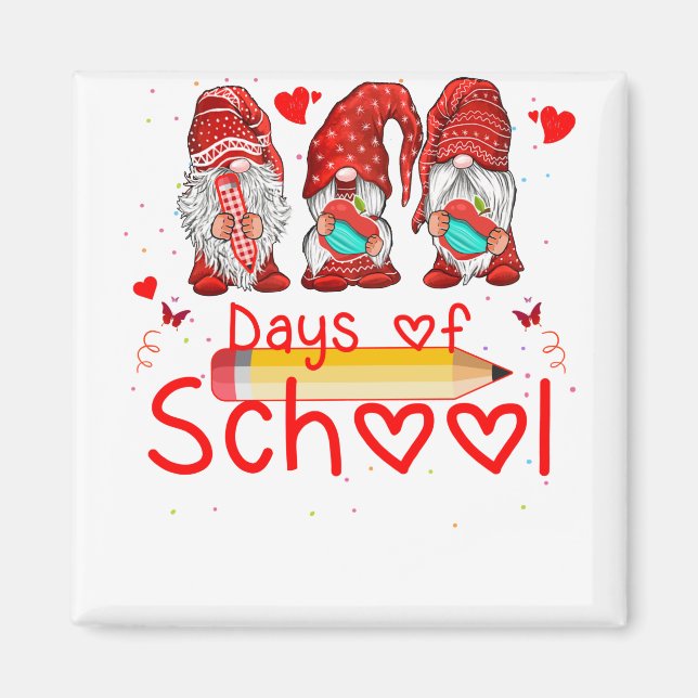 100 Days Of School Cute Gnomes Virtual Learning Magnet (Front)