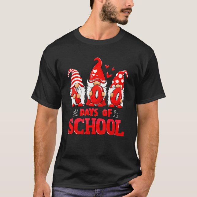 100 Days Of School Cute Gnomes Virtual Learning Te T-Shirt (Front)