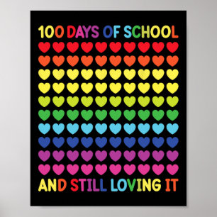 100 Days of School Cute Heart Teachers and Kids No Poster