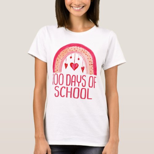 100 Days of School Cute Rainbow Student Teacher T_ T_Shirt