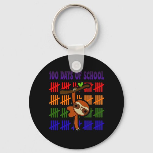 100 Days Of School Cute Sloth Counting Hash Marks  Keychain