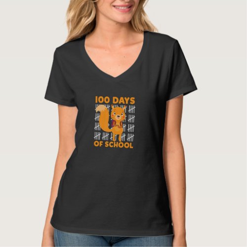100 Days Of School Cute Squirrel With Backpack Sch T_Shirt