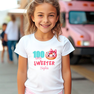 100 Days Of School Cute Sweet Donut Girl Name T-Shirt