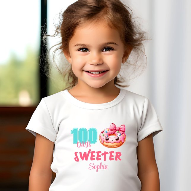 100 Days Of School Cute Sweet Donut Girl Name Toddler T-shirt (100 Days Of School Cute Sweet Donut Girl Name Toddler T-shirt)
