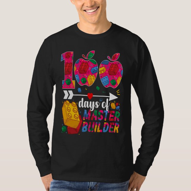 100 Days of School Cute Toy Build Bricks Teacher S T-Shirt (Front)