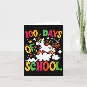 100 Days Of School Cute Unicorn 100 Days Smarter 1 Card